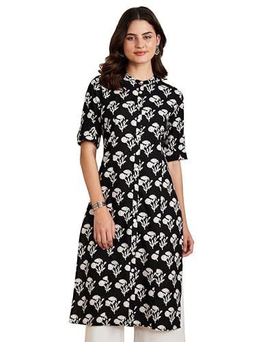 Image of Amazon Brand - Myx Women Printed Cotton Regular Fit Kurta (Available in Plus Sizes)