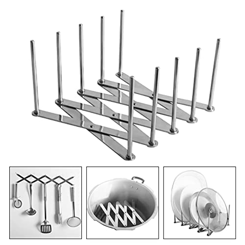 Angoily Pot Deksel Organizer Stand Pan Deksel Houder Keuken Roestvrij Staal Opbergrek - Afbeelding 3