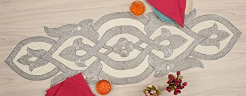 Beaded Table Runner 54 Inch, Silver Table Runner, Beaded Runner, Beaded Table Runner, Christmas Table Runner, Table Centerpieces For Dining Room, Rustic Farmhouse Table Décor - 16X54 Inch Infinity #TOP5