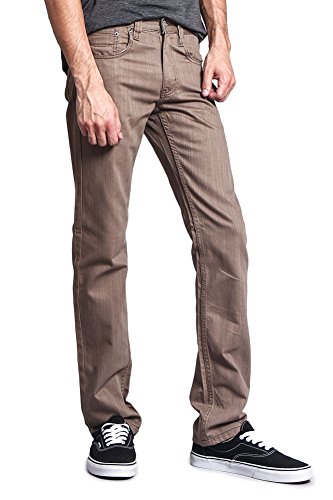 Victorious Mens Slim Fit Colored Cotton Denim Jeans Dl991 - Taupe - 42/32 #TOP3