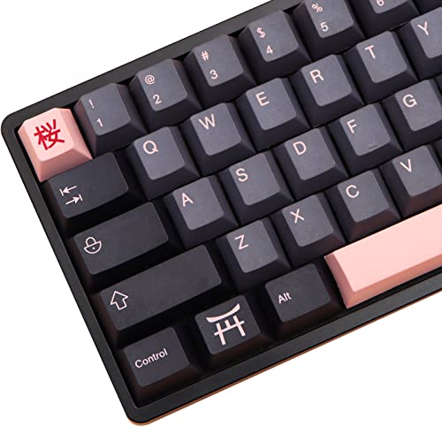 MOLGRIA Keycaps Night Sakura Lot de 136 touches pour clavier de taille complète, touches PBT personnalisées, style japonais avec extracteur de touches pour clavier Cherry MX 104/87/68/61 60 % ANSI/ISO Cover