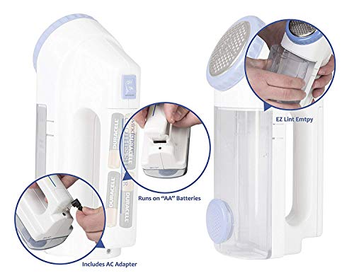 Fabric and Clothes Shaver - Electric Lint, Pill and Fuzz Remover - Professional Size Head - Battery Operated