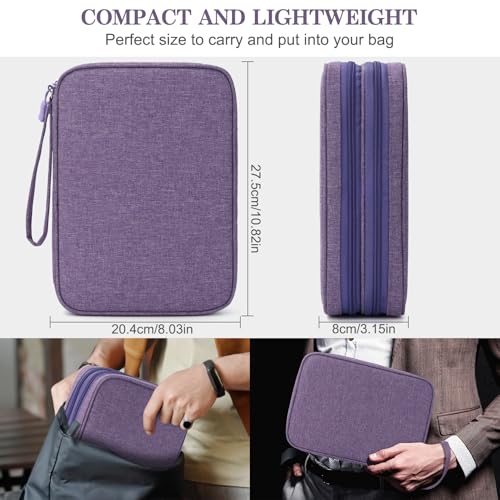 Image of FYY Electronic Organizer, Extra Large Travel Cable Organizer Bag Pouch Portable Waterproof Double Layers All-in-One Storage Bag for iPad, Cable, Power Bank, Laptop Charger for Office /Home, Dark Purple