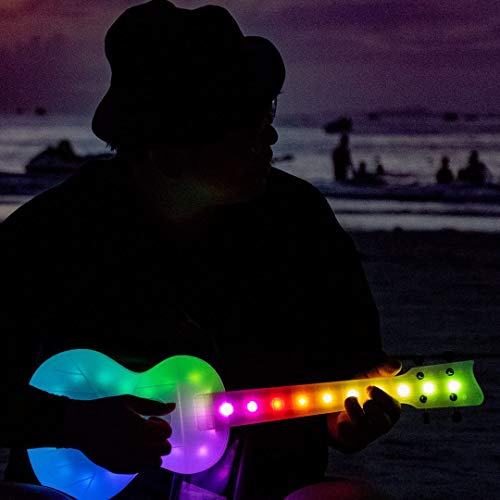 Moreup Glowing Ukulele, 23 Inch Led Light Transparent Carbon Fiber Hawaiian Uke With Gig Bag Digital Tuner Gift Set All In One Kit Christmas Birthday Gift #TOP4