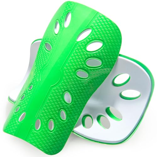 HINZIC Soccer Shin Guards, Breathable Shin Guard Sleeves for Men & Women, EVA Cushion Calf Protective Gear for Football Games- Green