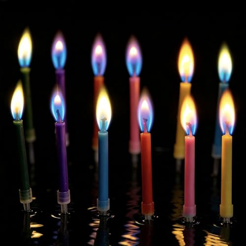 18 Pièces Bougie Anniversaire - Bougies de Flamme Colorées - Sparklers Bougies d'Anniversaire, Magic Bougie Gâteau pour la Décoration de Mariage d'Anniversaire pour les Garçons et les Filles Adultes