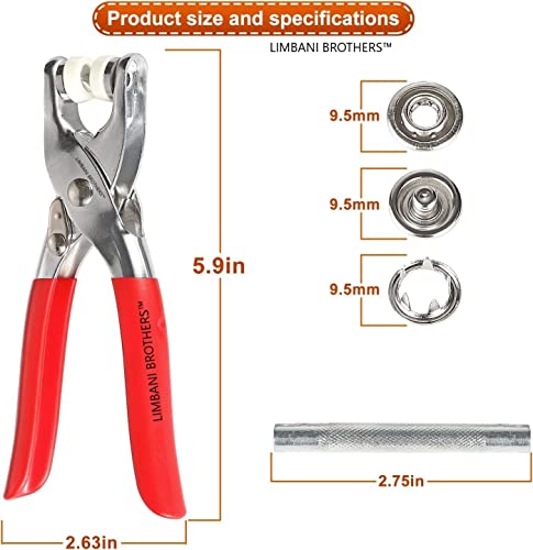 Image of LIMBANI BROTHERS 100 Silver Piece Metal Thickened Snap Fasteners Kit, Five Claw Buckle Set with Hand Pressure Pliers Tool DIY Sewing Buttons Set for Clothing Sewing& Crafting Revat Machine (Silver)