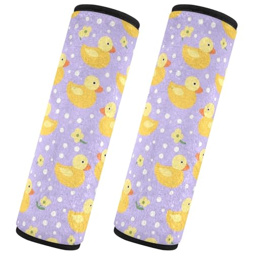 Seat Belt Covers 2 Pack Yellow Ducks Car Seat Strap Covers Super Soft Lavender Car Seat Neck Cover for Boys Girls Adults Babies M
