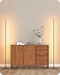 EDISHINE LED Corner Lamp, Set of 2 Minimalist Dimmable Tall Light with Remote, 57.5" Floor Lamps for Living Room, Bedroom, Home Office, 7 Color Temperature 2700-6000K (Black)