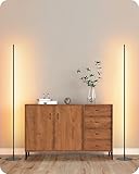 EDISHINE LED Corner Lamp, Set of 2 Minimalist Dimmable Tall Light with Remote, 57.5' Floor Lamps for Living Room, Bedroom, Home Office, 7 Color Temperature 2700-6000K (Black)