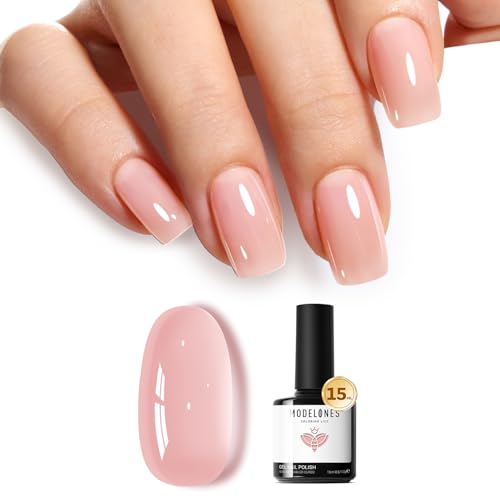 modelones Pink Gel Nail Polish Nude Pink Nail Polish Jelly Sheer ...