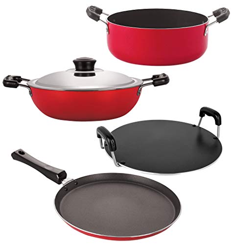 Image of Nirlon Gas Compatible Non Stick Aluminium Cookware Set of 4 Pieces (FT13 DKD(M) RT CS24)