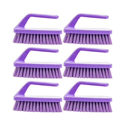 Image of SPARTA Scrub Brush with Iron Shaped Handle and Stiff Bristles, Heavy Duty Scrubber Brush for Kitchen, Bathroom, Shower, Tile, Sink, Carpet and Bakepans, Polypropylene, 6 Inches, Purple, (Pack of 6)