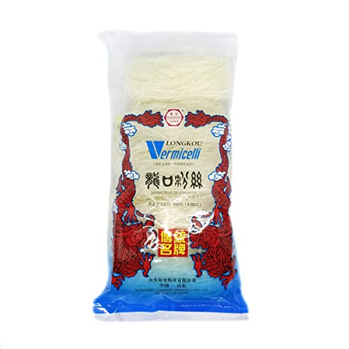 Longkou Vermicelli 250g | Premium Chinese Cellophane Noodles | Authentic Mung Bean Glass Noodles for Stir-Fries Soups Hot Pots & Asian Dishes