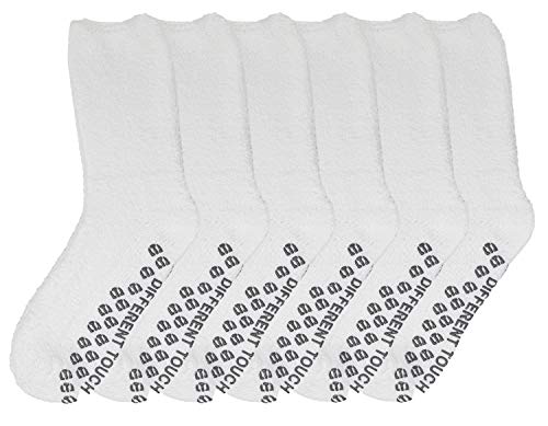 Image of Different Touch 6 Pairs Men's Women Soft Winter Cozy Fuzzy Slipper Socks, Soft Hospital Lounge Crew Socks