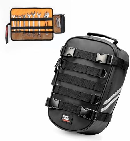 KEMIMOTO PVC Waterproof Motorcycle Tail Bag with Tool Roll Bag Qu...