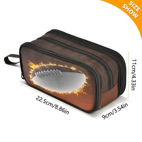 Image of ZAZYXTJ American Football Large Capacity Pencil Case 3 Compartment Pen Pouch Storage Canvas Makeup Bag for School Office Teen Girl Boy Men Women