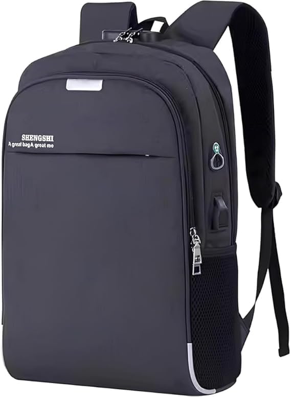Mochila para Notebook até 15.6' Executiva com Entrada USB — Antifurto, Resistente à Água, Compartimento Acolchoado, Unissex, para Trabalho, Faculdade e Viagem, Preta