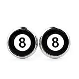 PRODUKT: 1 Paar coole SCHMUCKZUCKER Edelstahl Ohrstecker mit Motiv Schwarze Acht, Schwarz? Unisex ? für Frauen/ Damen und Männer/ Herren und Jungs und Mädchen geeignet