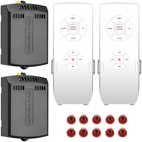 2 Pack Small Size Universal Ceiling Fan Remote Control Kits, 3-in-1 Fan Speed, Light and Timing Wireless Control Receiver for Ceiling Fan Lamp, Fit Hunter Harbor Breeze Westinghouse Honeywell and More