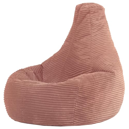 icon Dalton Kids Bean Bag, Dawn Pink, Cord Kids Bean Bag Chair with Filling Included for Girls and Boys, Childrens Chair, Beanbags for Children, Playroom Décor, Bedroom Accessories