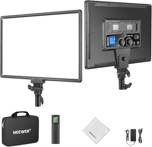 NEEWER NL288 Panneau LED Lampe Vidéo,45W,4 800 lux,3 200K-5 600K,IRC97+,Intensité Variable,Bicolore,45cm,éclairage Doux pour Studio Photo,Jeux Vidéo,Remote,Chiffon de Nettoyage,Batterie Non Incluse