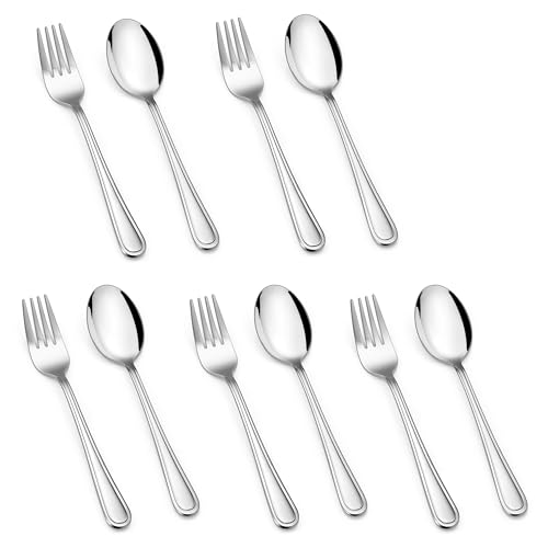 HaWare - HaWare Toddler Utensils, 10-Piece Stainless Steel Toddler Silverware Sets Includes Spoons and Forks, Food-grade Children and Kids Eating Utensils for Self Feeding, Safety & Non-Toxic, Dishwasher Safe