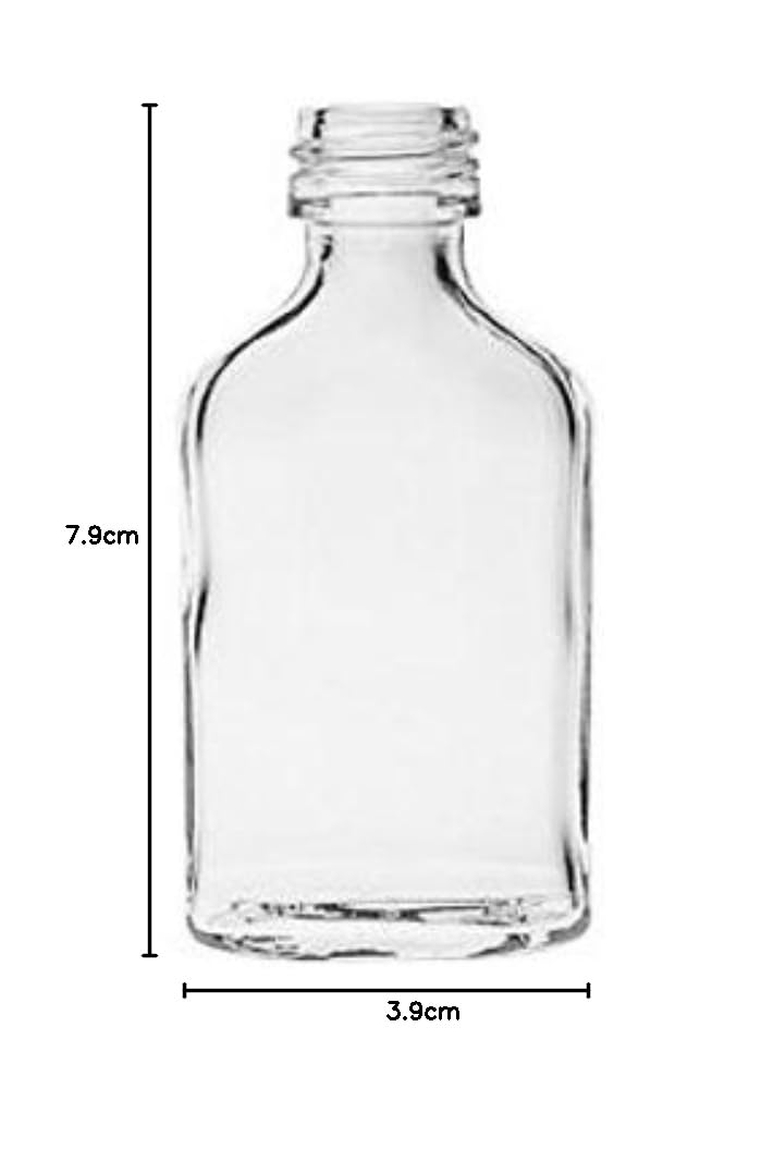 mikken Viva Haushaltswaren - 50 x Mini Glasflasche 20 ml mit Schraubverschluss, als Flachmann, Schnapsflasche & Likörflasche geeignet (inkl. Trichter Ø 5 cm), Hell