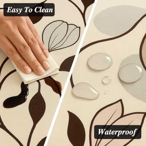 Image of Styleys Dining Table Cover Waterproof with for Kitchen Dining Table Cloth Dust and Oil Repellent (140x180, 1 Table Cover Only, Beige /Red /Blue Flower, CTSLMC134)