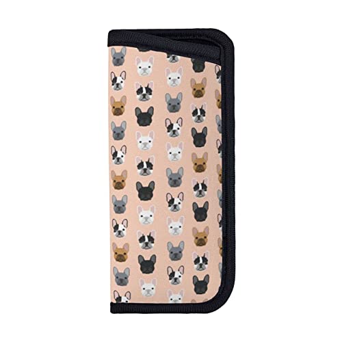 ANGYANG Sac à lunettes souple bouledogue français doux Frenchies Blush filles chien animal de compagnie anti-rayures étui à lunettes portable étui à lunettes de soleil en néoprène Cover