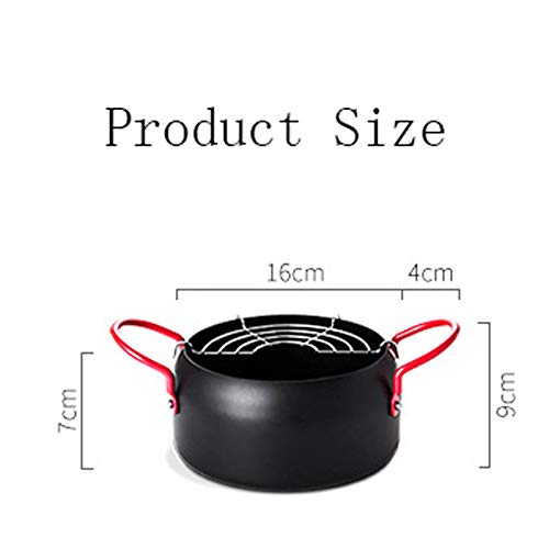 Tempura-Friteuse, runder Tempura-Friteusentopf, Frittiertopf zum Kochen in der Küche, Mini-Fritteuse, Pfanne mit Ölsieb für Gas- und Induktionsherd – Bild 8