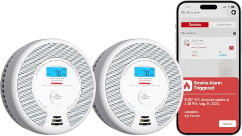 X-Sense Wi-Fi Combination Smoke Alarm and Carbon Monoxide Alarm with Replaceable Battery Smart Fire Alarm Compatible with X-Sense Home Security App SC07-WX 2-Pack
