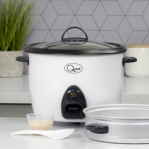 Quest 900W Rice Cooker & Steamer with Keep Warm Function, 2.2L/Non-Stick Inner Pot/Cooks Rice & Makes Healthy Steamed Vegetables/Includes Spatula & Measuring Cup, White - Image 8