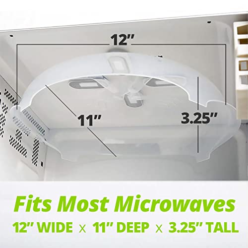 HOVER COVER Magnetic Splatter Cover, 12-Inch Clear BPA-Free Food Lid, Vented Plate Guard with Steam Vents, Anti-Splash Microwave Lid, Dishwasher Safe, Space-Saving Magnetic Storage - Gray