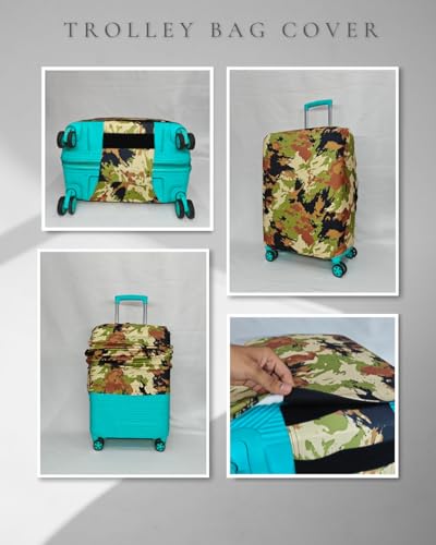 Image of Army Printed Luggage Cover for Traveling Bag & Suitcase - Stretchable & Scratchproof Trolley Protector with Velcro Lock & Lightweight Washable Material(Suitcase Not Included, Only Cover in Product)