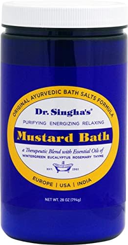 Dr. Singha's Mustard Bath Salts, Therapeutic Bath Detox, 28 Ounce - Relaxing Bath Soak for Sore Muscles, Restless Nights, Aches, Stress & Tension