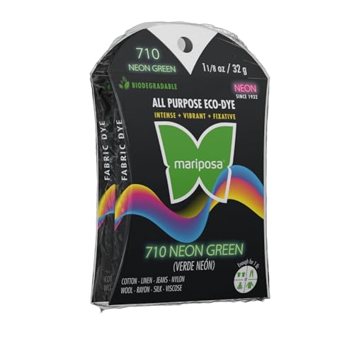 Fabric Dye Powder; Eco Friendly Biodegradable Clothing Dye Kit All Purpose Color for Natural and Synthetic Fabrics (Neon Green (710))