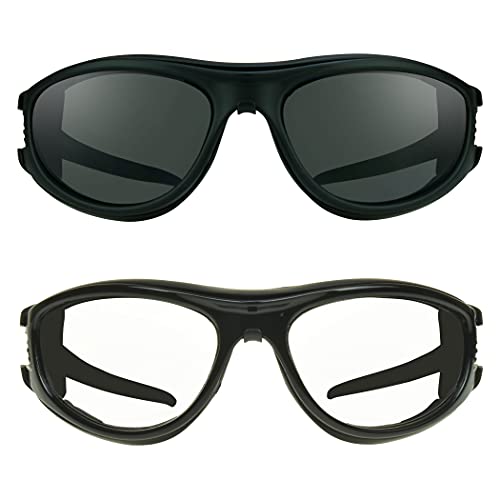 Bikershades Motorcycle Biker Riding Safety Glasses Foam Padded Men Removable Foam Wind and Dust Resistant Smoke & Clear