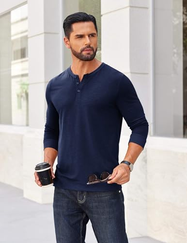 COOFANDY Mens Henley Shirts Long Sleeve T Shirts Casual Lightweight Fashion Button Pullover Tee Shirt3