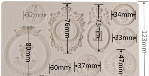 AngleThing Vintage Antique Cameo & Relief Silicone Mold Series – Victorian Style Lady & French Royal Patterns for Candle, Soap, Clay, Resin Craft (Retro Deco Collection) (Cameo (French Royal))