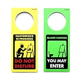 POMING Cartel de NO Molestar para Puertas Do Not Disturb Master Piece in Progress - You May Enter. Ideal para colgar en la puerta del lavabo