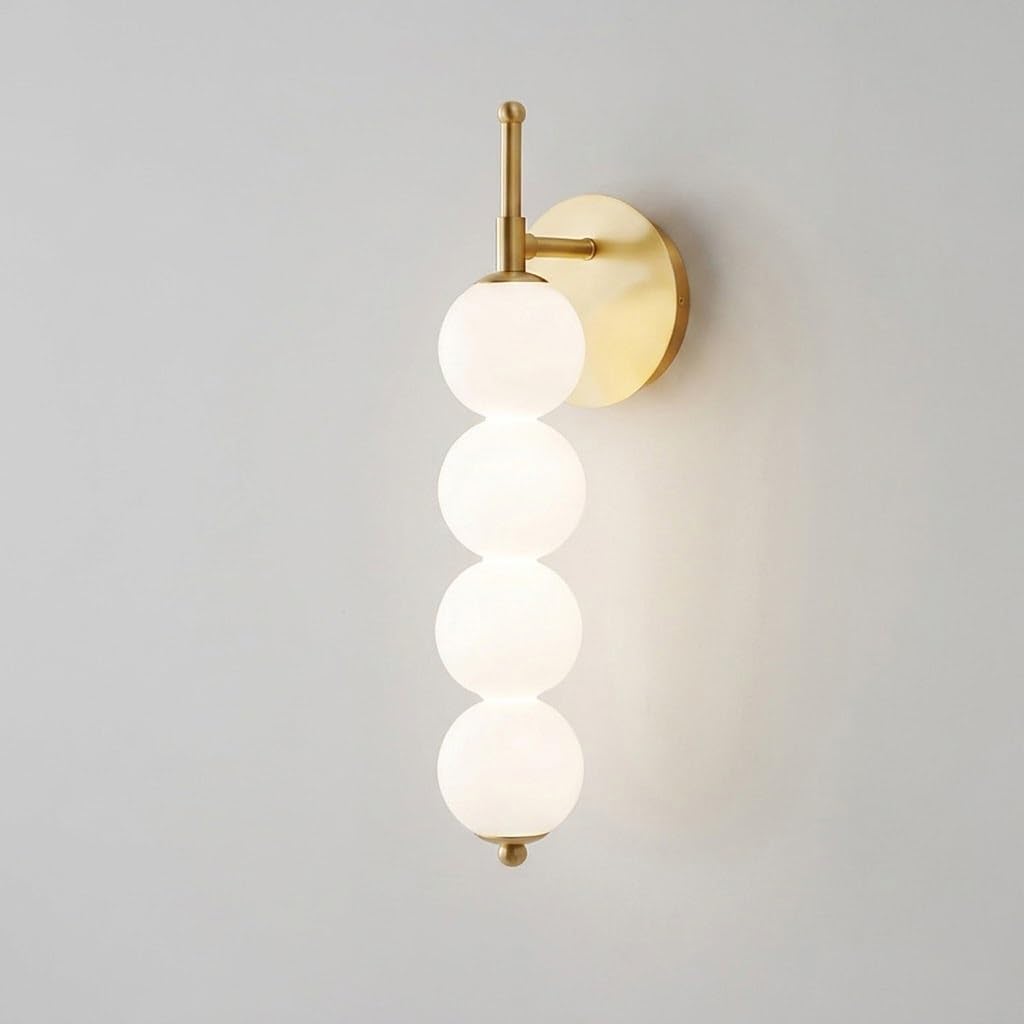COSRUB Nordic Globe LED Wall Sconce, Spherical Stacked Vertical Wall Lamp Modern Linear Farmhouse Wall Mounted Light for Bedroom Bedside Living Room Entryway(Gold(3000K),4 Head)