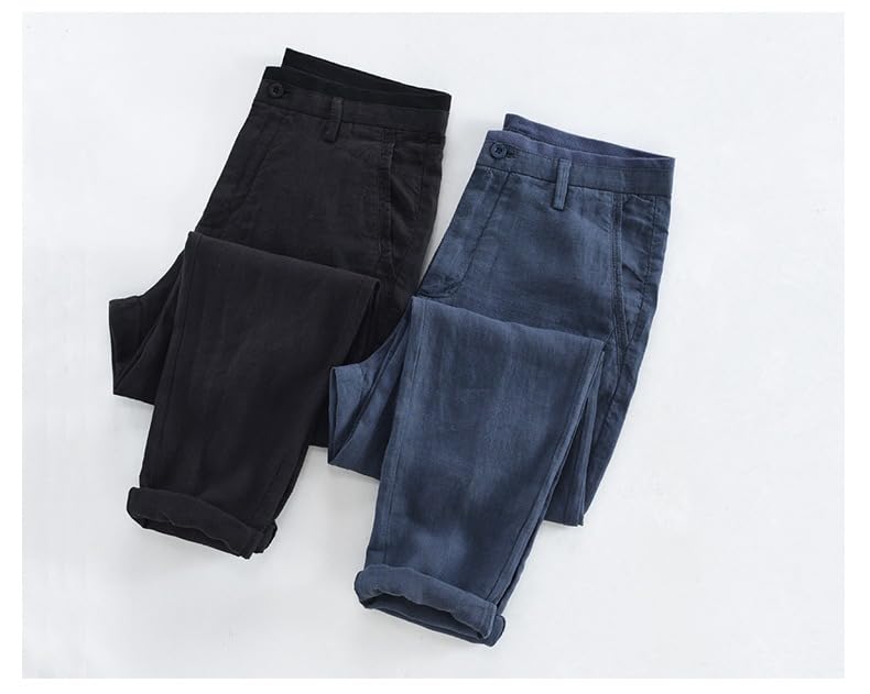 Ceehuteey Mens Linen Pants Casual Summer Beach Trousers Lightweight Pants Cotton Long3