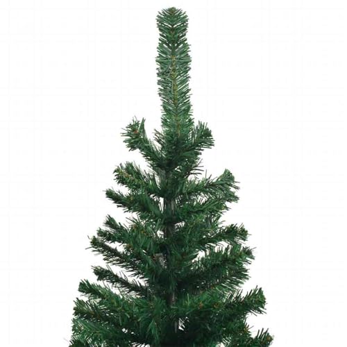 ** vidaXL Artificial Pre-lit Christmas Tree - 94.5" Height/47.2" Diameter - 300 LEDs - Green/Gold - PVC Material - 1300 Branch Tips - Outdoor/Indoor Decor - Includes Stand and Ball Decoration Set4