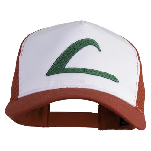 Ash Ketchum League Expo Patched 5 Panel Polyethylene Terephthalate Spun Mesh Cap - White Red OSFM