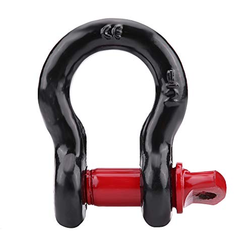 MOUMOUTEN Car Shackle, Heavy Duty Steel Galvanized Shackles D Ring Vehicle Recovery Towing 2 Sizes Gorgeri Pratical Cars Tool, Black Red (2T)