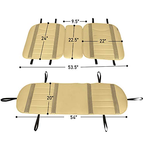 Image of FH Group Car Seat Cover Cushion - Rear Seat Covers for Cars Trucks SUV, Faux Leather Car Seat Cushions, Waterproof Car Seat Cover Cushion, Universal Fit Car Seat protector Rear Set Beige Tan