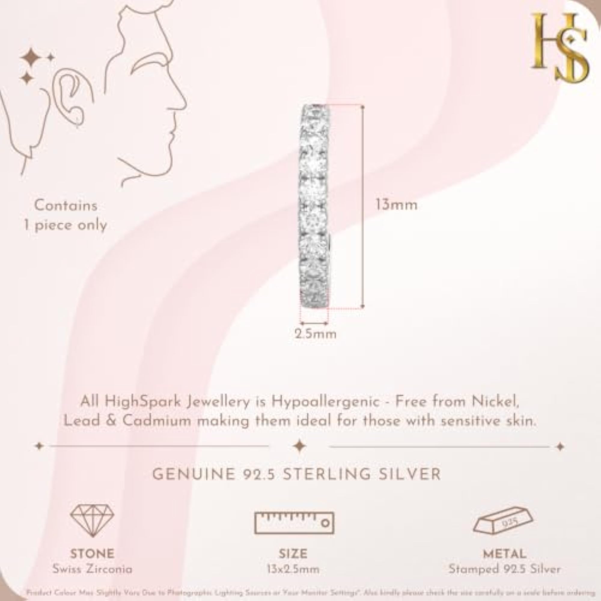 Men's 925 Sterling Silver Designer Studded Hoop Earring