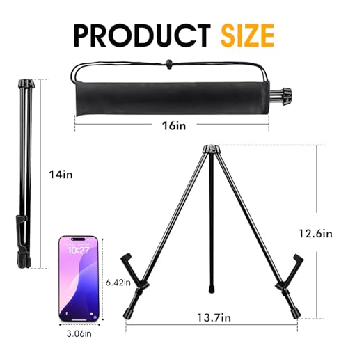 Image of AROIC 24 Pack 14''Tabletop Easels, Black Steel Table Top Easels for Display | Adjustable Portable Table Top Easel for Paintings, Signs, Posters,Frame Pictures(with 24 Bags)