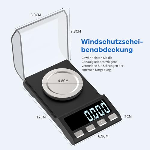 KUBEI 100g/0.001g USB Aufladen Milligramm Waage,Feinwaage Mini-Hochpräzise Grammwaage Digitalwaage Briefwaage Goldwaage Feinwaage, Schmuckwaage mit Kalibriergewichte, Pinzetten